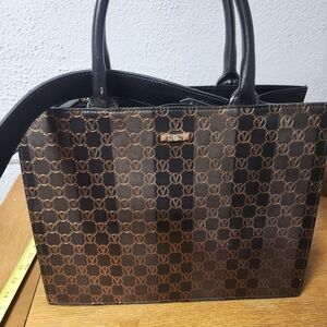 Valentino By Mario Valentino Black and Brown Patterned Tote